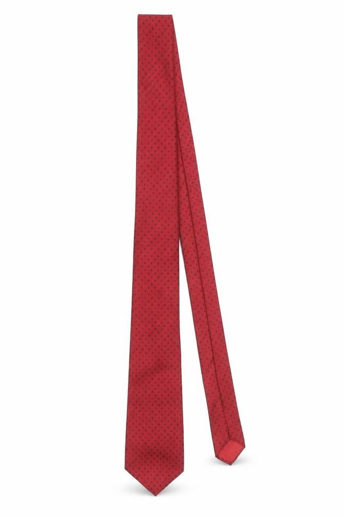 James Meade Men's Red Polka Dot Pure Silk Tie Made in Britain