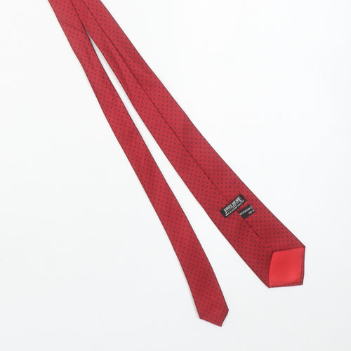 James Meade Men's Red Polka Dot Pure Silk Tie Made in Britain