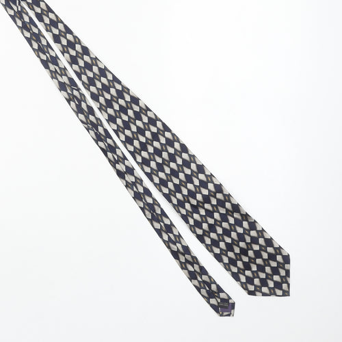 Silkworm London Men's Blue Geometric 100% Silk Handmade Tie