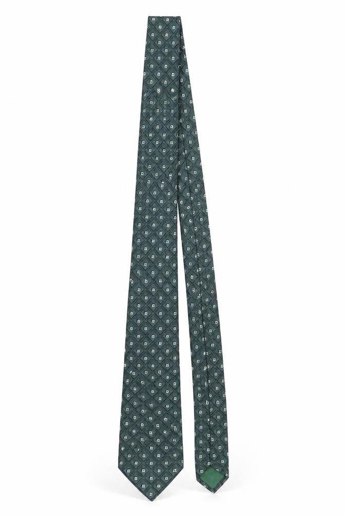 Angelo Bosani Men's Green Geometric Silk Tie Made in Italy One Size