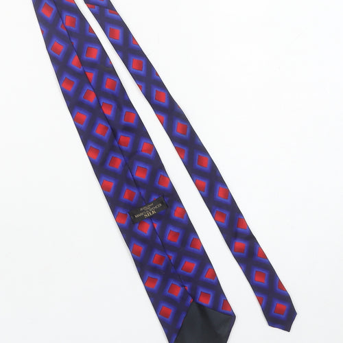 Marks and Spencer Men's Navy Red Geometric Silk Tie One Size