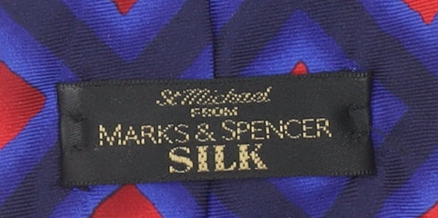 Marks and Spencer Men's Navy Red Geometric Silk Tie One Size