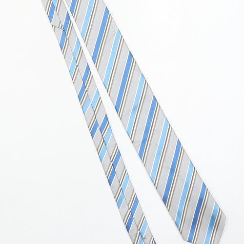 Michelsons of London Men's Blue Striped 100% Silk Tie One Size