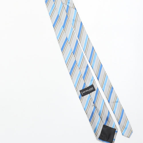 Michelsons of London Men's Blue Striped 100% Silk Tie One Size