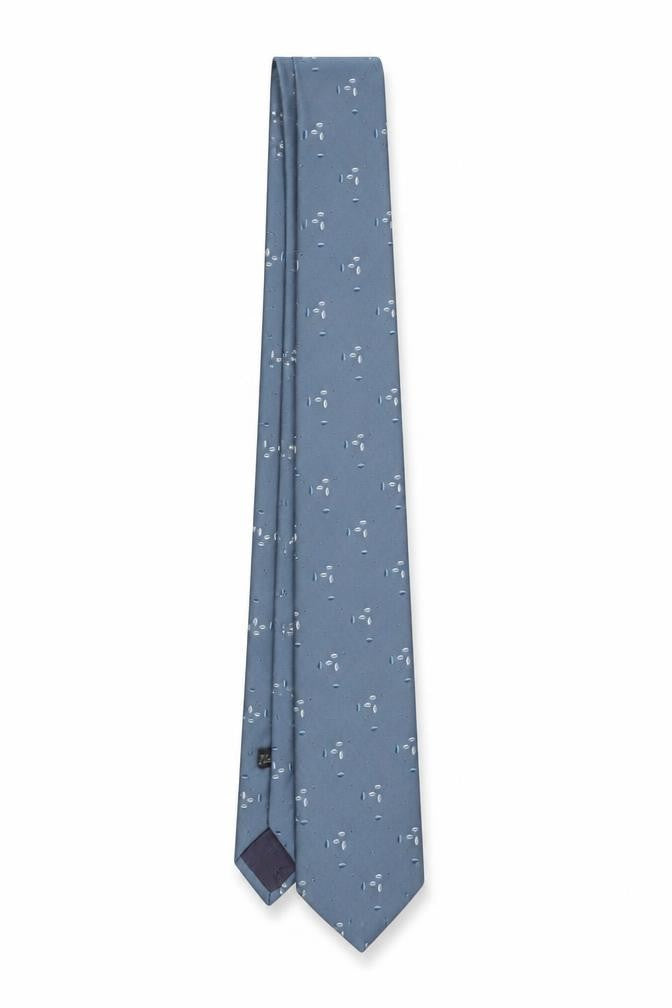 Front view of Pierre Balmain Paris Men's Blue Patterned Silk Tie