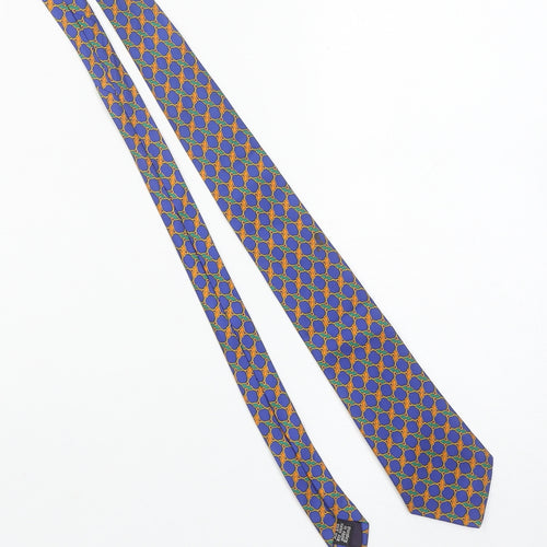 Charles Tyrwhitt Men's Blue Geometric Silk Tie Made in England One Size