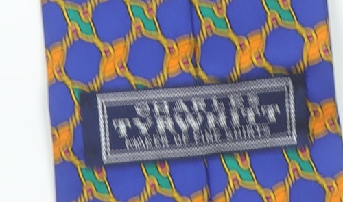 Charles Tyrwhitt Men's Blue Geometric Silk Tie Made in England One Size