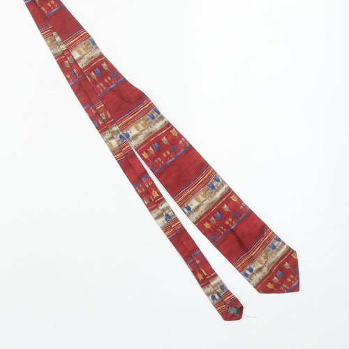 Marks and Spencer Men’s Red Silk Floral Patterned Tie Vintage