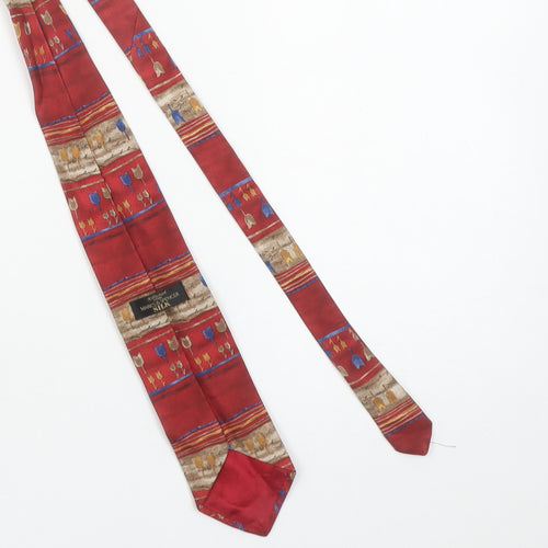 Marks and Spencer Men’s Red Silk Floral Patterned Tie Vintage