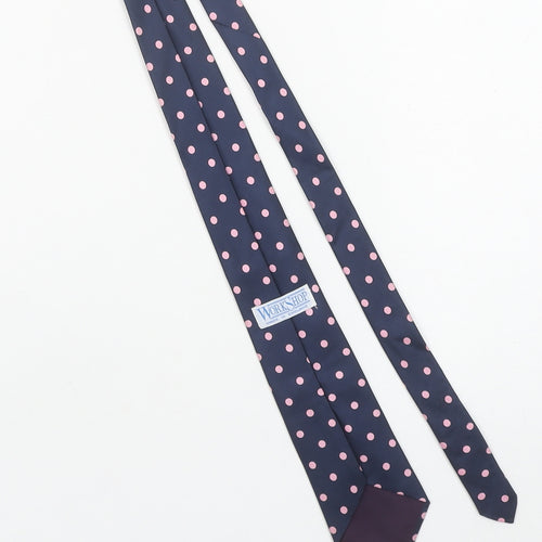 Workshop Men's Blue Silk Polka Dot Tie Made in England