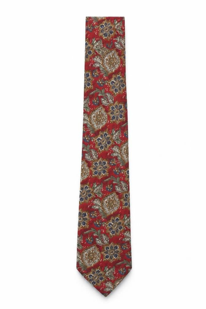 Front view of Marks & Spencer Men's Red Paisley Silk Tie