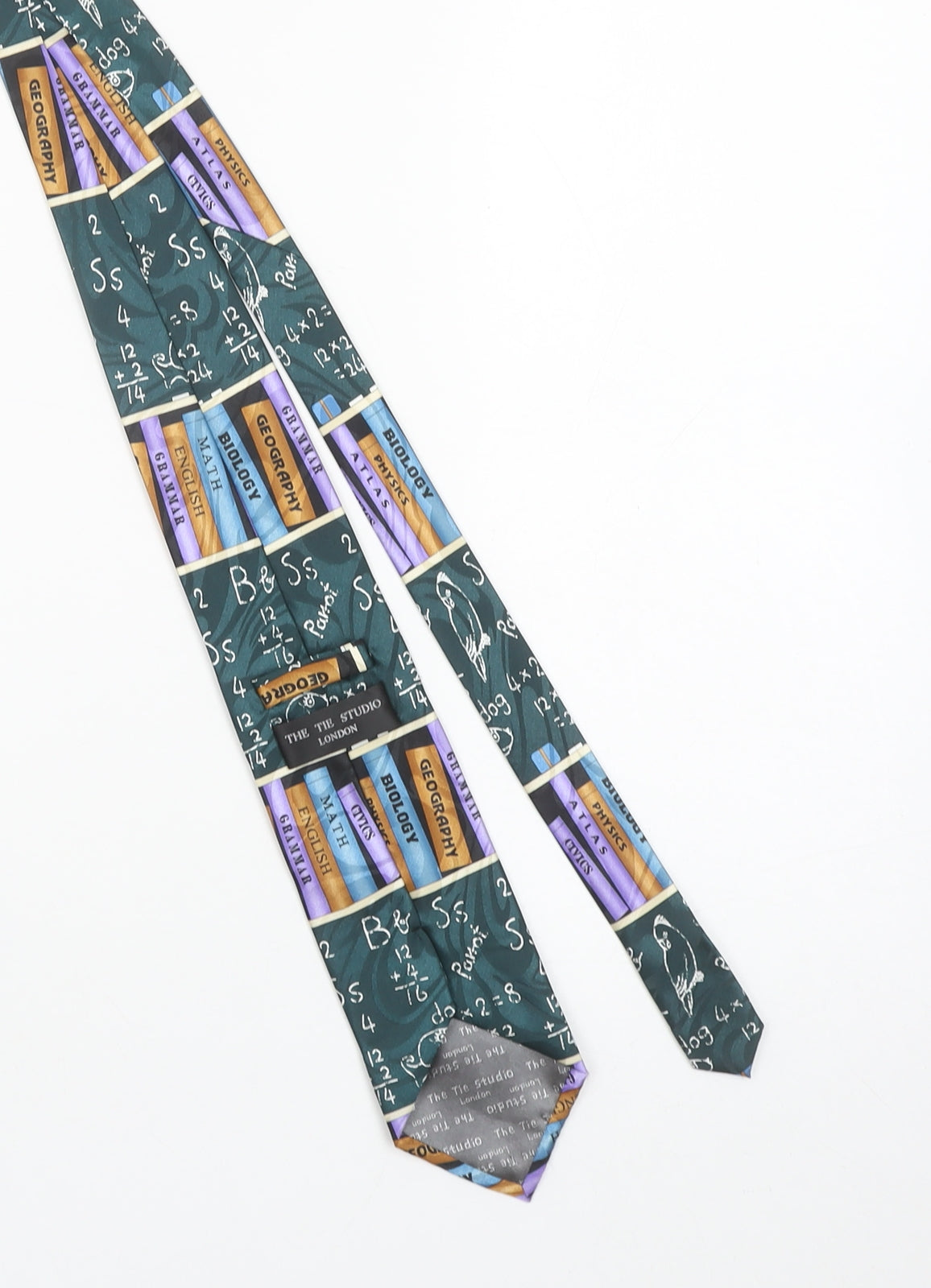 The Tie Studio London Men's Green School Theme Handmade Tie One Size