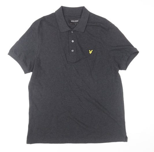 Lyle & Scott Men's Grey Cotton Polo Shirt Size L Classic Fit