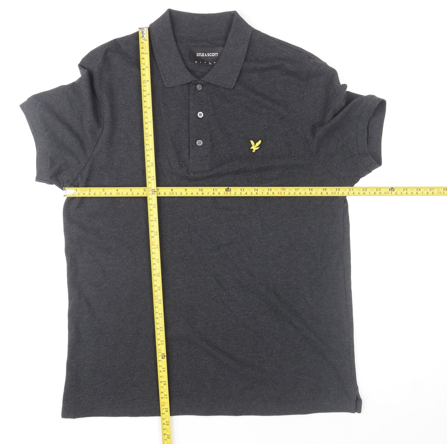 Lyle & Scott Men's Grey Cotton Polo Shirt Size L Classic Fit