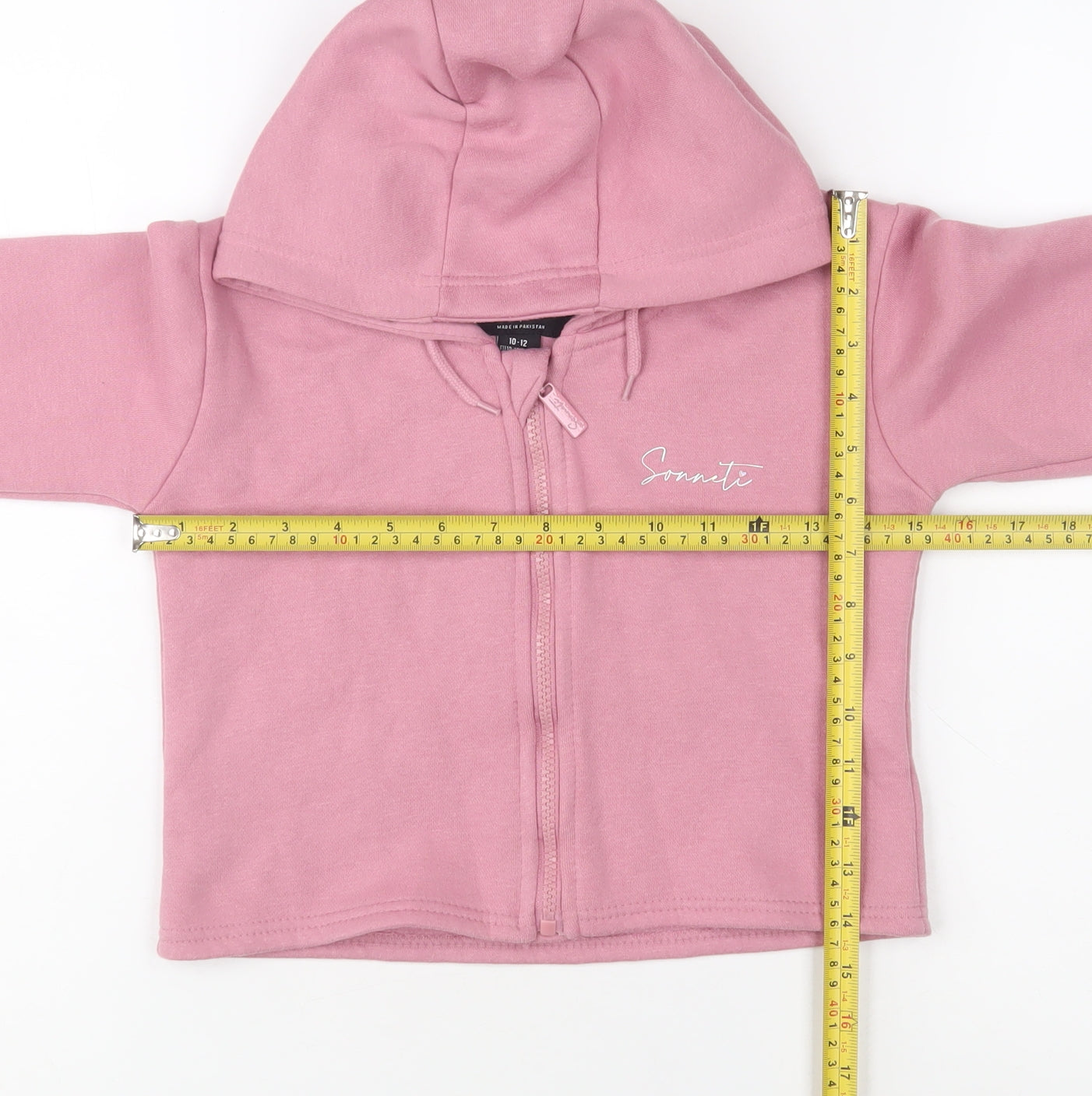 Sonneti Girls Pink Full Zip Hoodie Size 10-11 Years Cotton Blend
