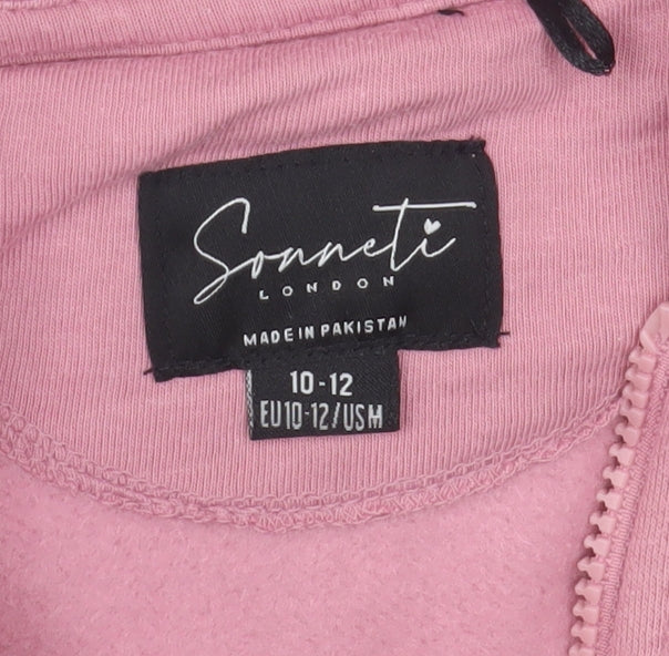 Sonneti Girls Pink Full Zip Hoodie Size 10-11 Years Cotton Blend
