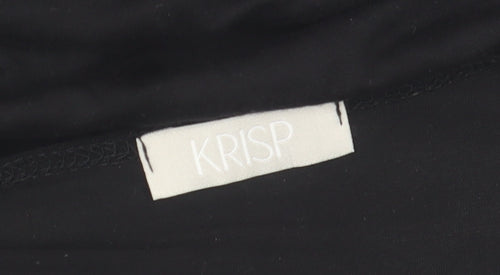 Krisp Women Black Size 14 Wrap Dress Short Sleeve Viscose Blend