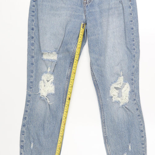 Abercrombie & Fitch Women's Blue High Rise Mom Jeans Size 26 Distressed Denim