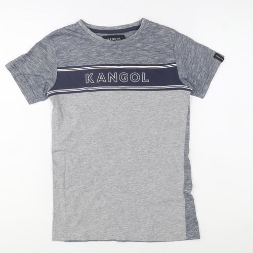Kangol Boys Grey Colourblock Crew Neck Cotton T-Shirt Size 9-10 Years