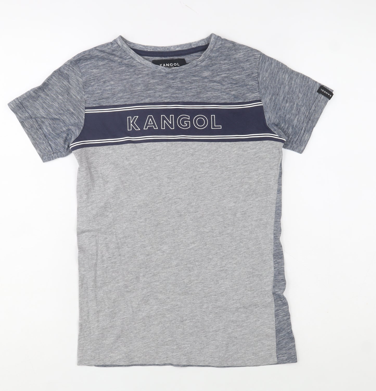 Kangol Boys Grey Colourblock Crew Neck Cotton T-Shirt Size 9-10 Years