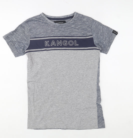 Kangol Boys Grey Colourblock Crew Neck Cotton T-Shirt Size 9-10 Years