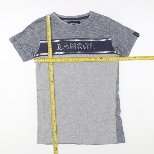 Kangol Boys Grey Colourblock Crew Neck Cotton T-Shirt Size 9-10 Years
