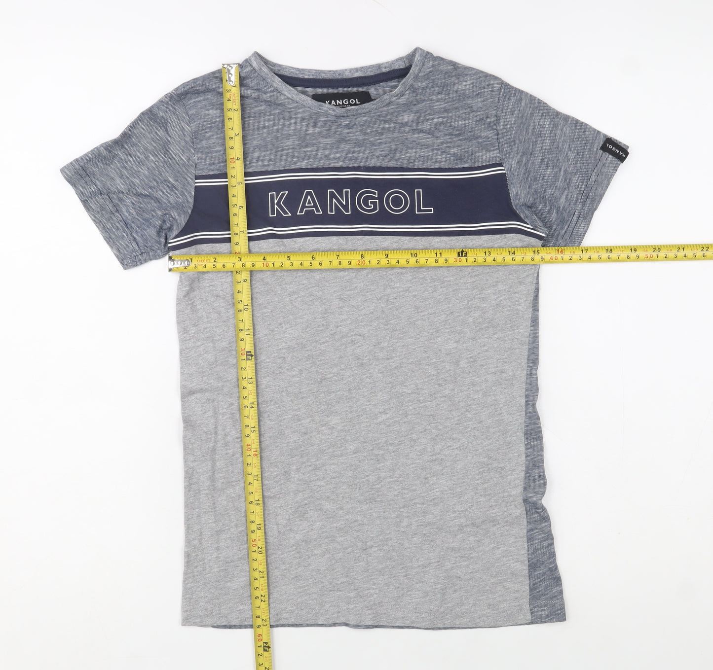 Kangol Boys Grey Colourblock Crew Neck Cotton T-Shirt Size 9-10 Years