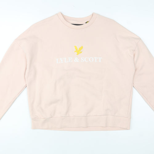 Lyle & Scott Women's Beige Cotton Logo Pullover Sweatshirt Size M