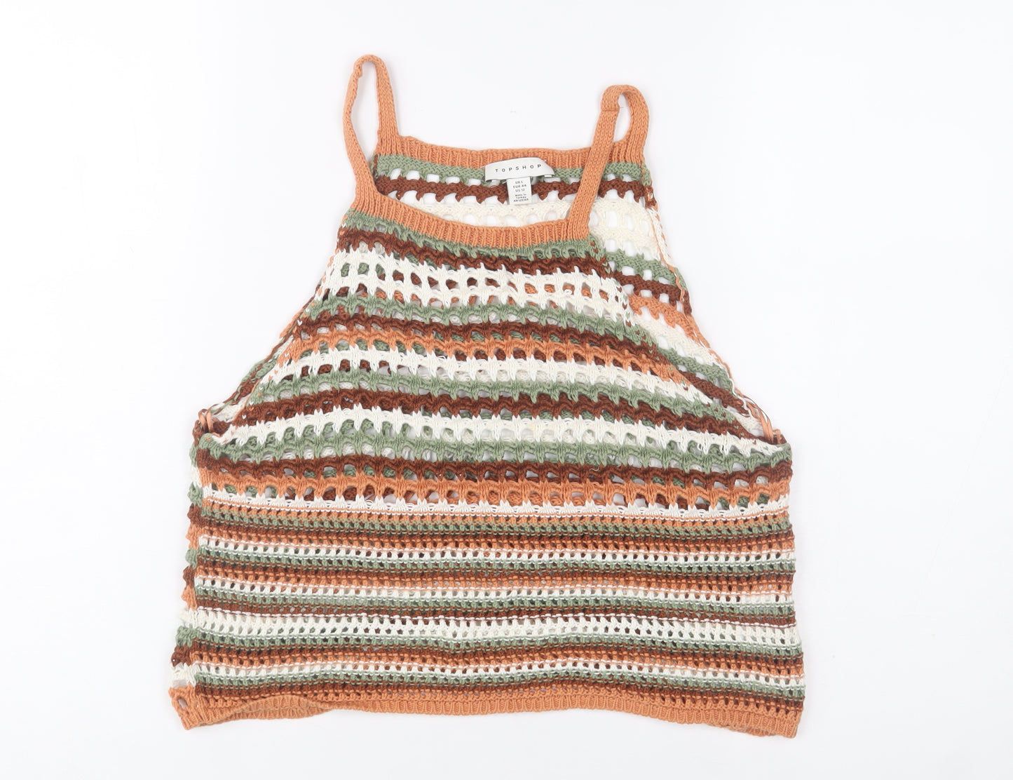 Topshop Women’s Multicoloured Crochet Knit Tank Top L