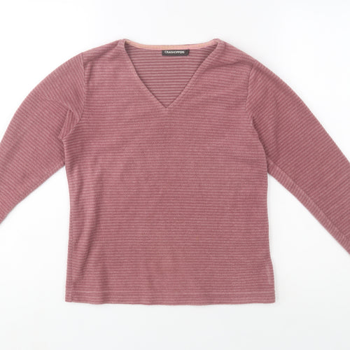 Craghoppers Womens Pink V-Neck Pullover Sweatshirt Size 8