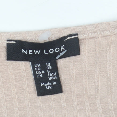 New Look Women’s Beige Wrap Tie Flared Sleeve Blouse Size 10