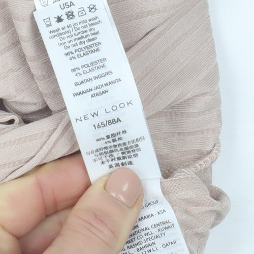 New Look Women’s Beige Wrap Tie Flared Sleeve Blouse Size 10