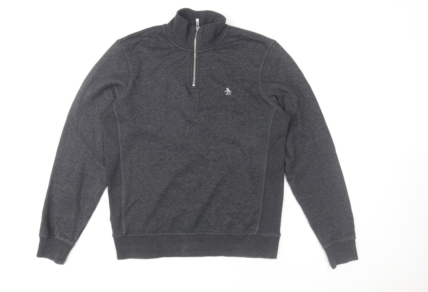 Original Penguin Men's Grey 1/4 Zip Jumper Size S Regular Fit