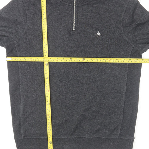 Original Penguin Men's Grey 1/4 Zip Jumper Size S Regular Fit