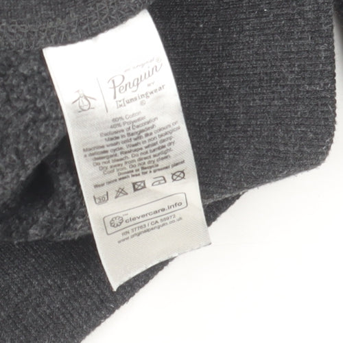 Original Penguin Men's Grey 1/4 Zip Jumper Size S Regular Fit