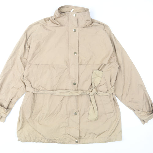 Zara Women Beige Belted Trench Coat Size S Lightweight Mid-Length