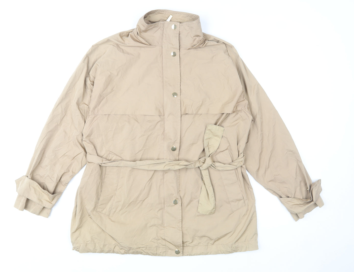 Zara Women Beige Belted Trench Coat Size S Lightweight Mid-Length