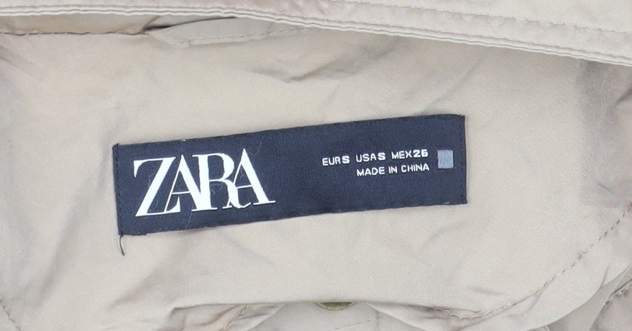 Zara Women Beige Belted Trench Coat Size S Lightweight Mid-Length