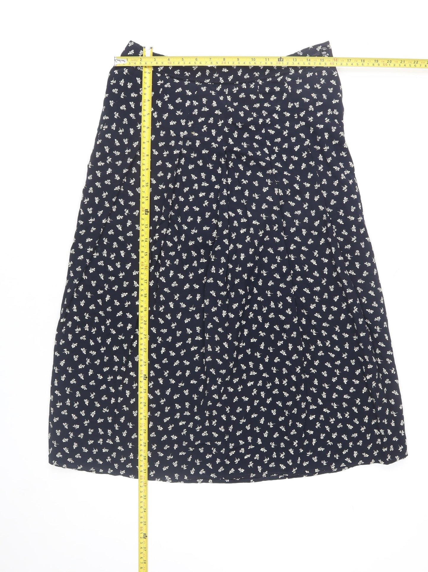 Marks and Spencer Women Blue Floral A-Line Midi Skirt Size 16