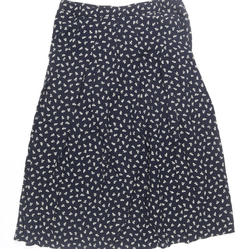 Marks and Spencer Women Blue Floral A-Line Midi Skirt Size 16