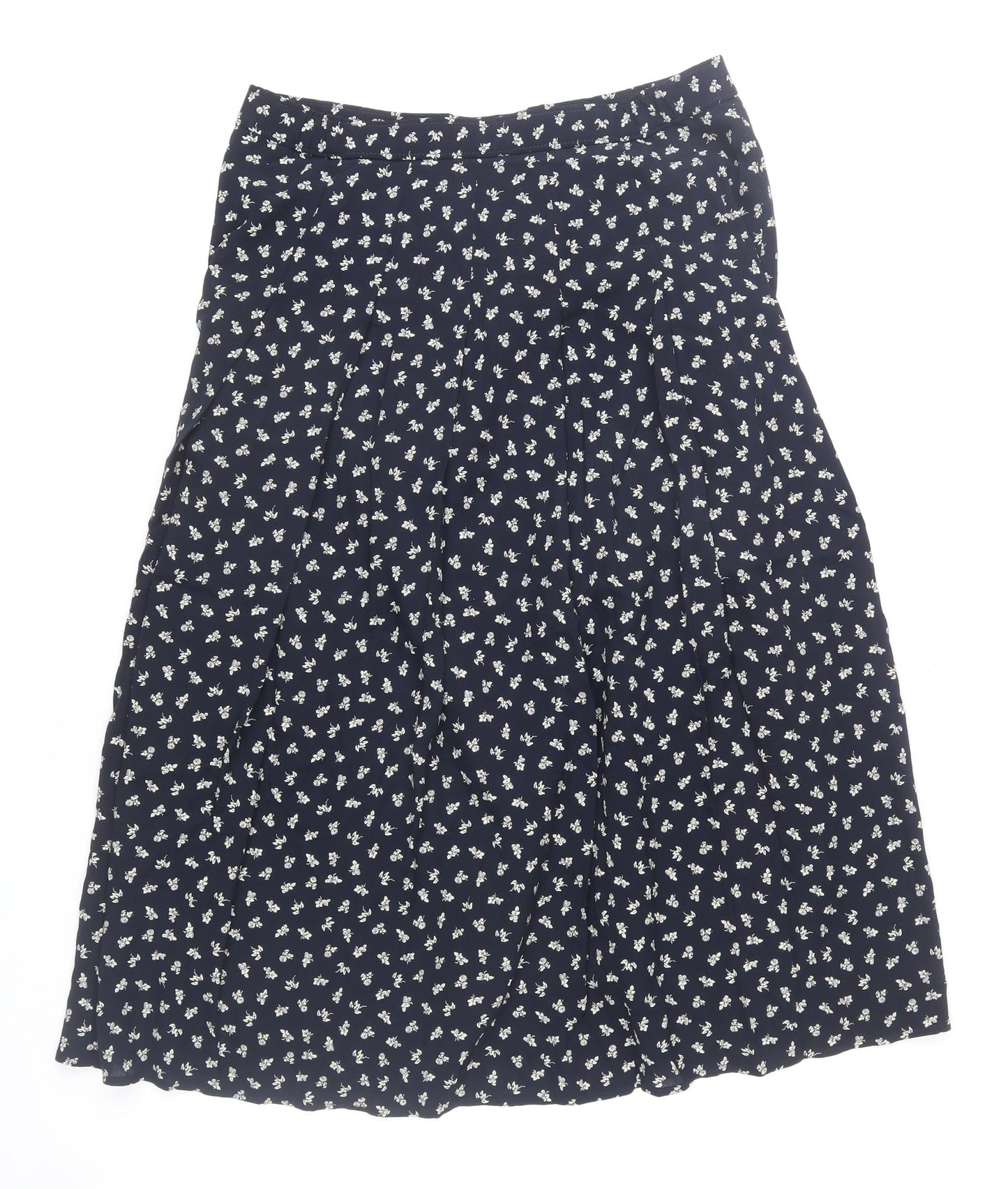 Marks and Spencer Women Blue Floral A-Line Midi Skirt Size 16