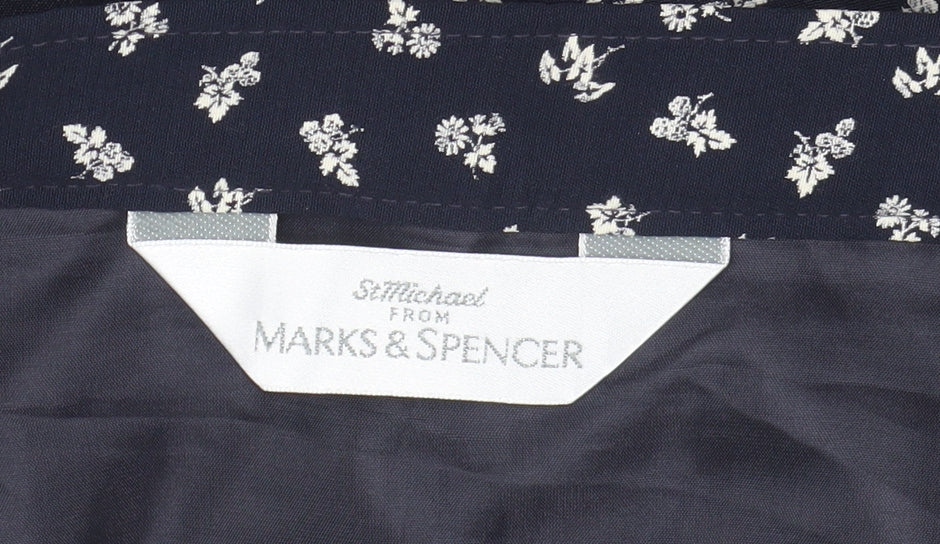 Marks and Spencer Women Blue Floral A-Line Midi Skirt Size 16