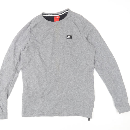 Nike Men's Grey Long Sleeve Pullover Sports T-Shirt Size S