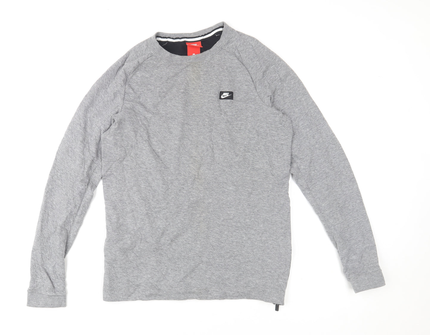 Nike Men's Grey Long Sleeve Pullover Sports T-Shirt Size S