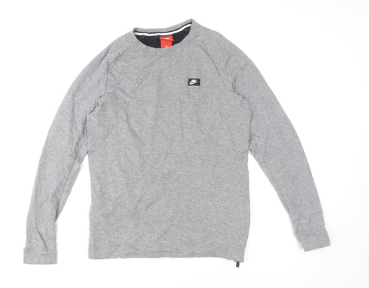 Nike Men's Grey Long Sleeve Pullover Sports T-Shirt Size S