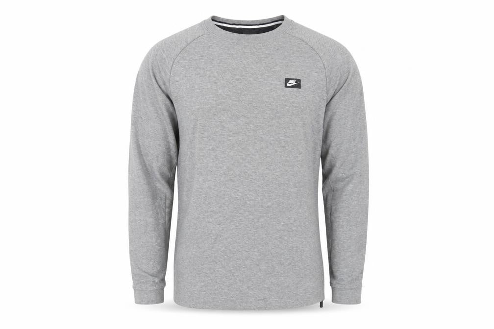 Front view of Nike Men's Grey Long Sleeve Pullover Sports T-Shirt, size S