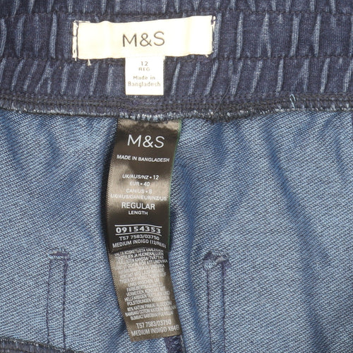 Marks and Spencer Women’s Blue Cropped Elastic Waist Jeans Size 12 Regular