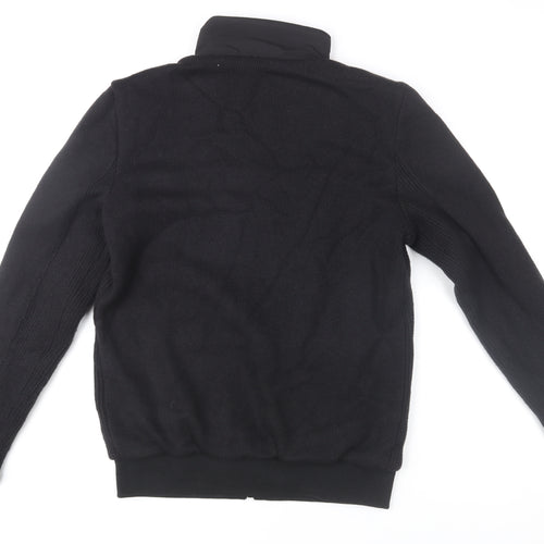 Superdry Men's Black Bomber Jacket Size S Full Zip Knit Panel