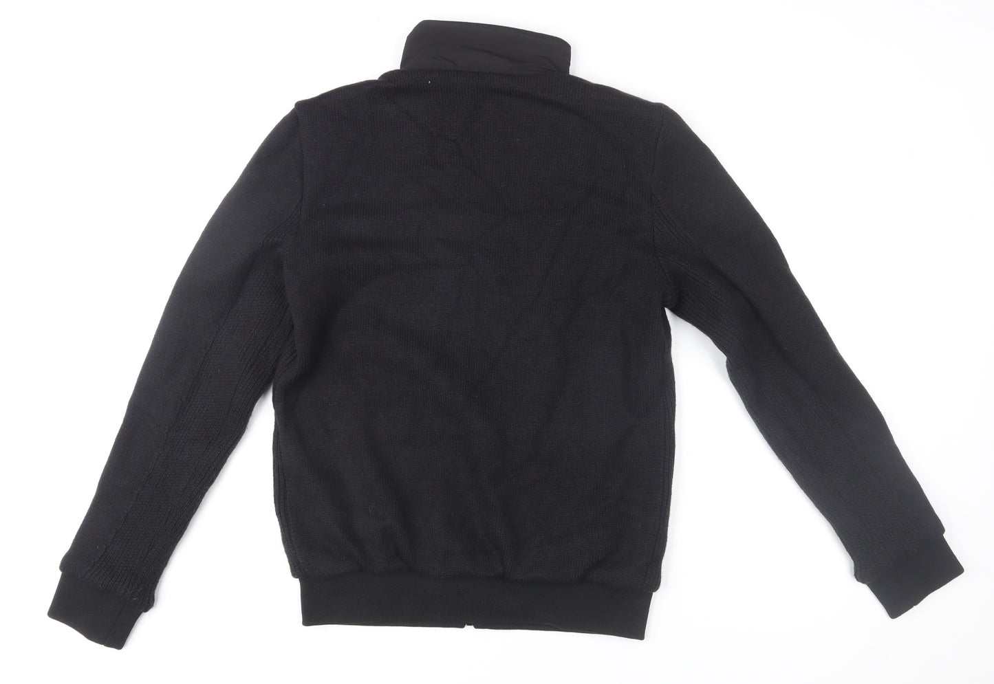 Superdry Men's Black Bomber Jacket Size S Full Zip Knit Panel