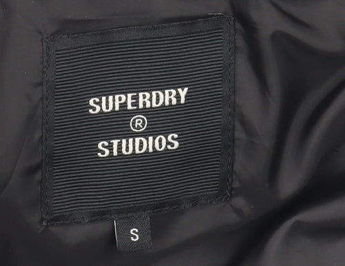 Superdry Men's Black Bomber Jacket Size S Full Zip Knit Panel